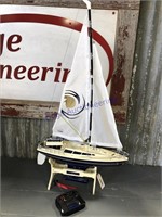 Mariner model sailboat w/ remote, 18"L x 34"T