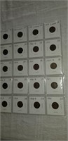 SHEET OF 20 WHEAT CENTS 1910-1929