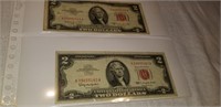 2 US $2 BANK NOTES 1953 & 1963