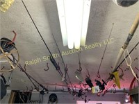 Fishing poles on ceiling