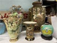 Lot: 5 Pcs.: Japanese & Chinese  Vases, Etc.