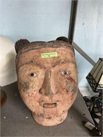 Wooden Oriental Head with Movable Mouth.