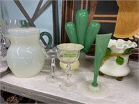 Lot of Light & Green Colored Glassware.