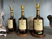 Lot: 3 Seagram's Whiskey Bottle Lamps.