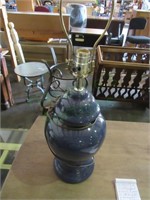 Working urn shaped blue ceramic lamp 2 of 2
