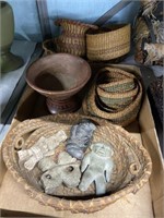 Pre-Columbian Type Figures, Woven Baskets, etc.