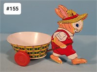 Chein Rabbit & Cart Tin LItho Toy