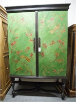2 Door Vintage Chinoiserie Green cabinet 90" x 56"