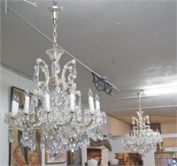 Pair Crystal 12-light  Murano glass chandeliers
