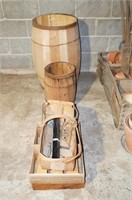 (2) Wood Barrels & Baskets