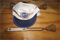 (2) Larro Feed hats & wisks
