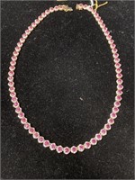 SILVER WITH GOLD PLATED RUBY AND DIAMOND NECKLACE