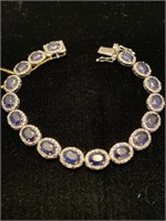 SILVER DIAMOND AND BLUE SAPPHIRE BRACELET