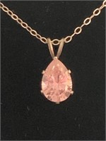 18 INCHES LENGTH CHAIN NECKLACE WITH PINK PEAR