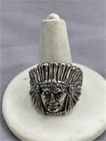 STERLING SOUTHWESTERN MANS INDIAN CHIEF RING