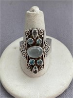 RARE SIGNED SAJEN AQUAMARINE STERLING DESIGNER