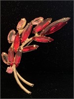 PINK AND RED CRYSTAL TYPE BROOCH