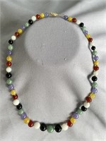 14K CLASP HAND STRUNG MULTI COLOR CHINESE JADE