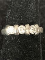 STERLING RING WITH 3 CZ STONE TYPES