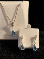 STERLING AND TOPAZ NECKLACE/EARRINGS SET
