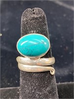 STERLING SILVER TURQUOISE SWIRL RING