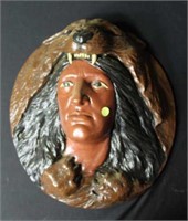 Wall Plaque of Indian Bust w/Animal Head