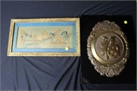 Oriental Plaque & a Cork Picture