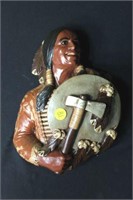 Wall Plaque of Indian w/Shield & Tomahawk