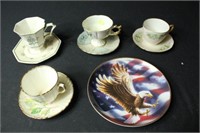 4 China Cups & Saucers and a Collectors Plate