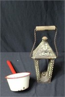 Ceramic Handled Candle Holder & Granite Dipper