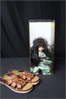 Porcelain Doll & Pair of Corvetti Sandals