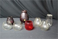Assorted Railroad Globes Including Red