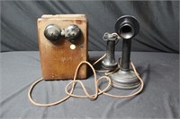 Stick Telephone w/Oak Case