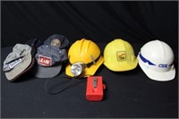 Flat of 8 Railroad Caps & 3 Hard Hats