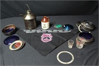 Railroad Lenses, Eagle Oil Can, Stoneware Jug