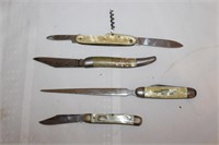 4 Pearl Handle Knives (See Desc)