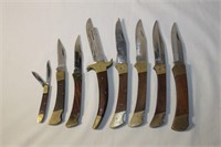 6 Lock Blade Knives & 2 Other Knives(See Desc)