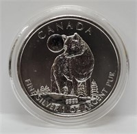 1 Oz. Elizabeth/Canada Wolf Silver Coin