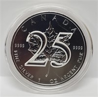 1 Oz. Elizabeth/Canada 25 Leaf Silver Coin