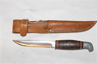 Pal H-24 Stacked Leather Handle Knife 4in