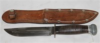 Pal RH-36 Stacked Leather Handle Knife (See Desc)