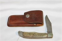 Schrade 1250T Knife w/ Leather Sheath, 1 Blade