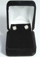 Beautiful White Diamond Solitaire Earrings, 14k