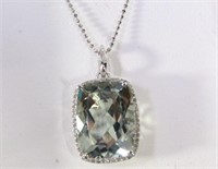 7.02ct. Genuine Green Amethyst Diamond Necklace