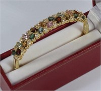 9.5ct. Genuine Rainbow Tourmaline Bangle Bracelet