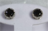 3.16ct. Black & White Diamond Solitaire Earrings