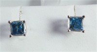 1ct. Princess Cut Diamond Solitaire Earrings, 14k