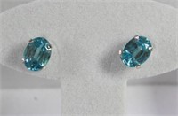 14k White Gold Blue Topaz Solitaire Earrings