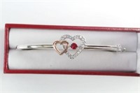 Double Heart Bangle Bracelet