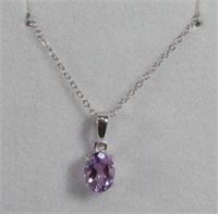 Genuine Oval Amethyst Solitaire Necklace